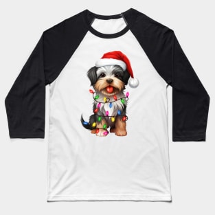 Christmas Biewer Terrier Baseball T-Shirt